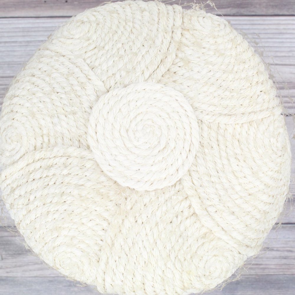 *Vintage! Everitt Womens Cream Spun Woven Crochet Hat - Picture 9 of 11